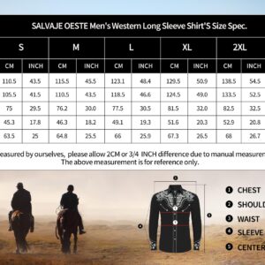 SALVAJE OESTE Western Embroidered Cowboy Shirts for Men, Casual Button Down Long Sleeve Shirt Floral Design Retro Shirt Khaki