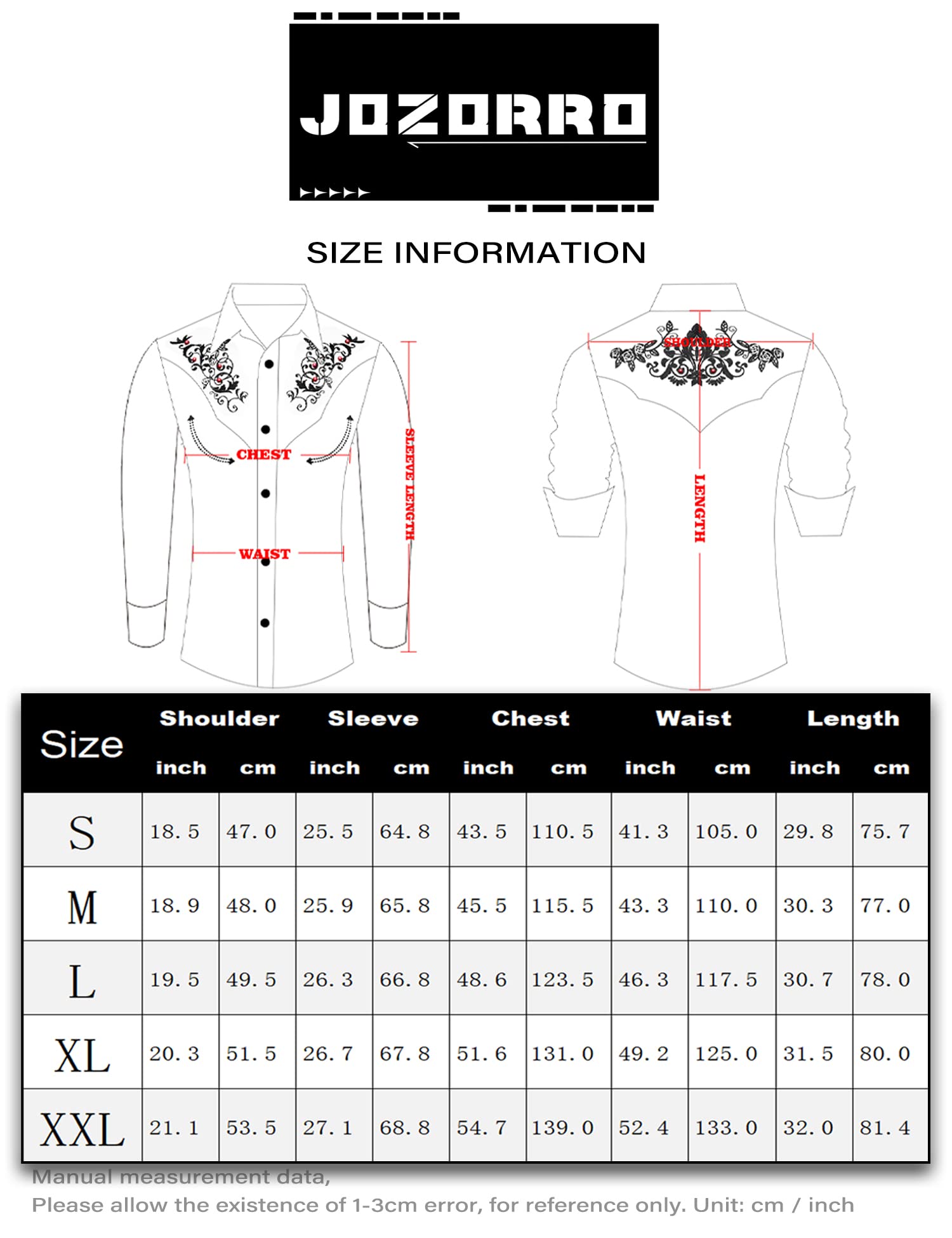 JoZorro Men Western Shirts Rhinestone Cowboy Shirt Camisas Vaqueras Para Hombres Elegantes Para Fiesta 50s Rockabilly Shirt