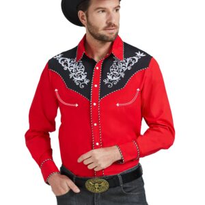 JoZorro Men Western Shirts Rhinestone Cowboy Shirt Camisas Vaqueras Para Hombres Elegantes Para Fiesta 50s Rockabilly Shirt