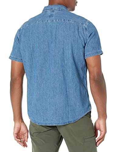 Levi's Men's Classic 1 Pocket Short Sleeve Button Up Shirt (Also Available in Big), Indigo Stonewash, X-Large