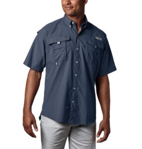 columbia men's bahama ii upf 30 short sleeve pfg fishing shirt, collegiate navy, large