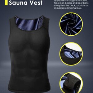 CGTFY Gynecomastia Compression Shirts Men Tank Top Sauna Sweat Shirts,Slimming Body Shaper Vest for Men Blue