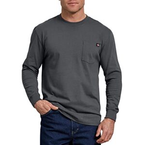 dickies men's long sleeve heavyweight crew neck, charcoal, large