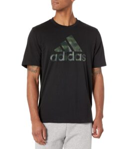 adidas men's essentials camouflage printed tee, black, small