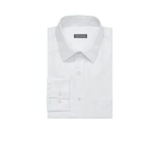 Van Heusen Men's Dress Shirt Regular Fit Poplin Solid, White, 17.5" Neck 32"-33" Sleeve