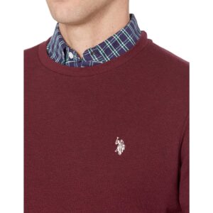 U.S. Polo Assn. Long Sleeve Crew Neck Solid Thermal Shirt Wine Heather MD