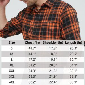 SSLR Flannel Shirts for Men, Long Sleeve Button Down Shirt Lightweight Plaid Brushed Casual (Small, Orange Flannel)