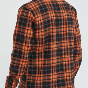 SSLR Flannel Shirts for Men, Long Sleeve Button Down Shirt Lightweight Plaid Brushed Casual (Small, Orange Flannel)