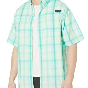 Columbia Men's Standard Super Tamiami Short Sleeve Shirt, Key West Blur Check, Medium