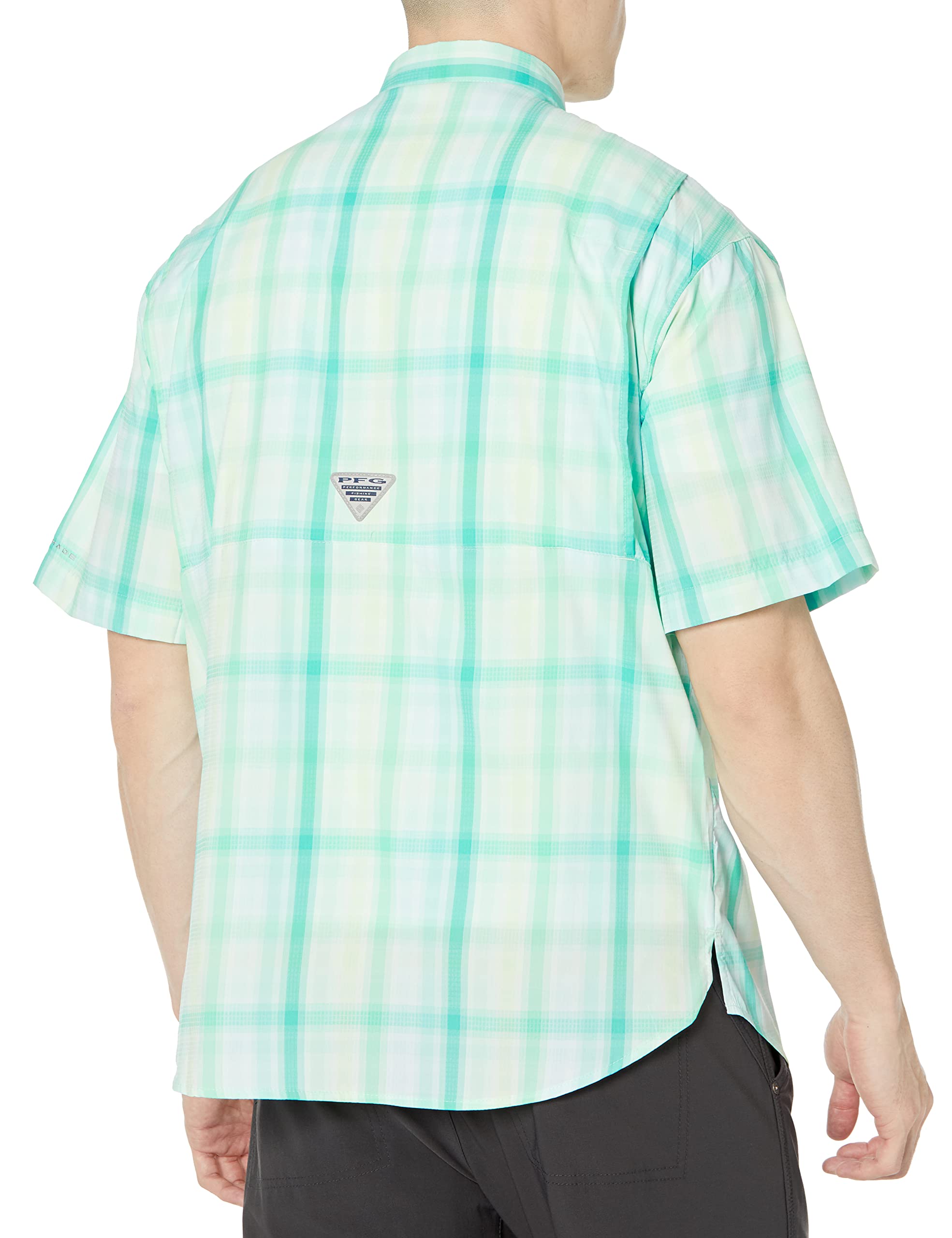 Columbia Men's Standard Super Tamiami Short Sleeve Shirt, Key West Blur Check, Medium