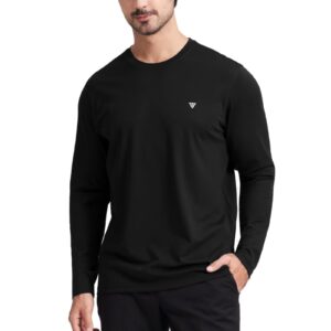 Black T Shirts for Men Long Sleeve Quick Dry Casual Summer Active Soft Lightweight Sun Shirts for Men