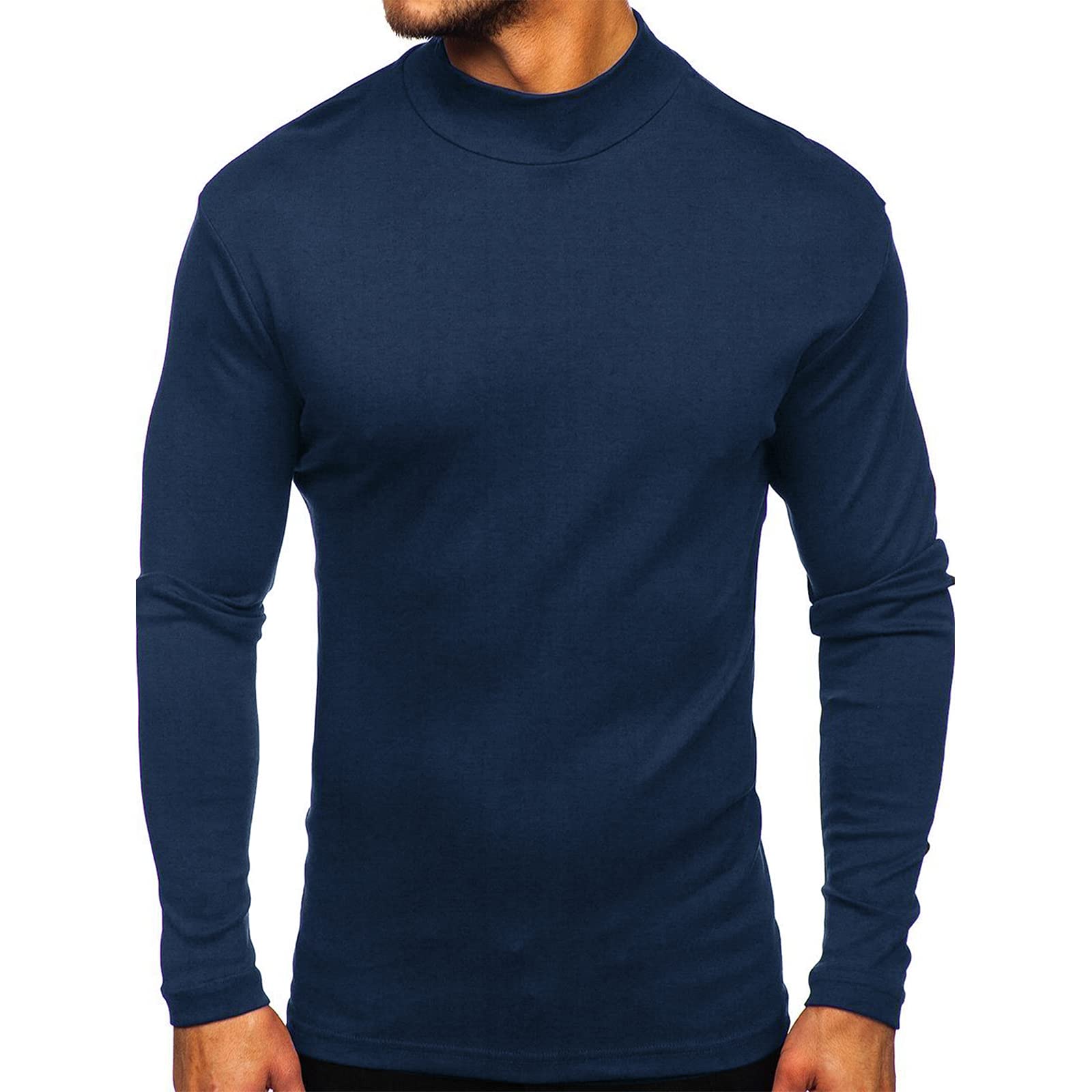 Rela Bota Mens Half Turtleneck Long Sleeve Pullover Basic Designed Undershirt Stretch Slim Fit Sweaters Royal Blue