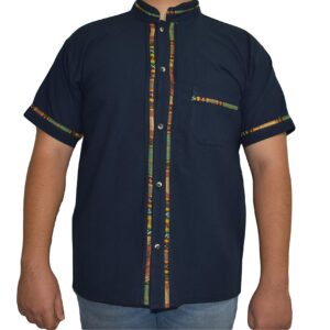 Mexican Guayabera Shirts for Men Multiple Colors Made in Mexico (Navy, L)