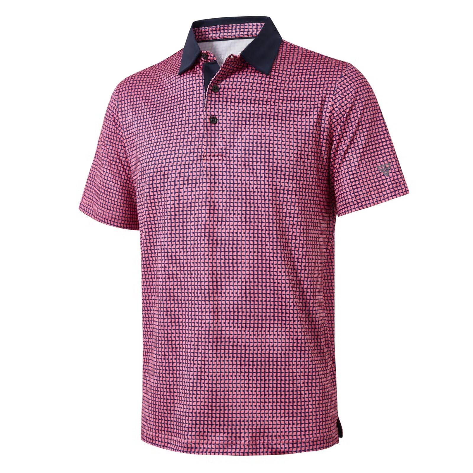 Golf Shirts for Men Dry Fit Short Sleeve Print Performance Moisture Wicking Polo Shirt