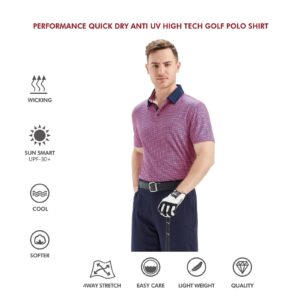 Golf Shirts for Men Dry Fit Short Sleeve Print Performance Moisture Wicking Polo Shirt