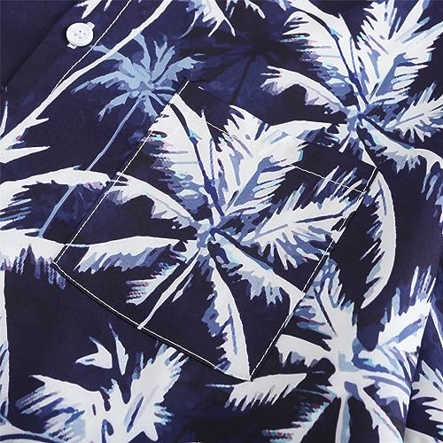 KYKU Mens Summer Shirts Soft Hawaiian Shirt Button Down, Palm Tree Blue, Medium