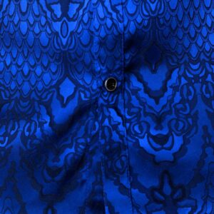 ZEROYAA Men's Hipster Slim Fit Long Sleeve Gothic Jacquard Button Up Dress Shirts for Party Prom ZLCL32-Royal Blue Large