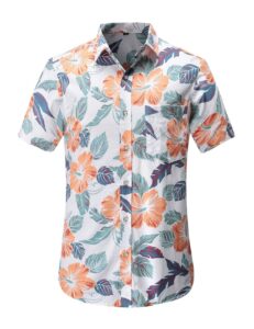 dioufond men hawaian shirts short sleeve aloha hawaii tropical shirt white hawaiian l