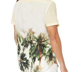 GUESS Men's Short Sleeve Collins AOP Shirt, Palms Print Green