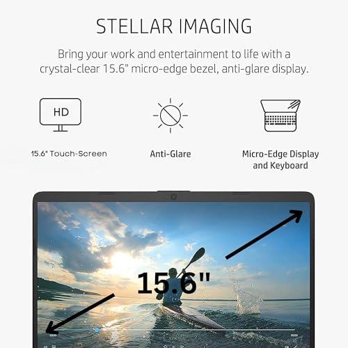 HP Newest 15.6" Touchscreen Laptop, Intel 6-Core i3-1215U Processor, 8GB RAM, 512GB SSD, Intel UHD Graphics, WiFi, Fast Charge, HDMI, Thin & Portable, Long Battery Life, Windows 11 Home