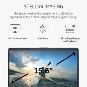 HP 2023 Newest Laptop, 15.6" Touchscreen Display, Intel Core i3-1215U Processor, 8GB RAM, 512GB SSD, Fast Charge, Intel UHD Graphics, Wi-Fi, Bluetooth, Webcam, Thin & Portable, Windows 11 Home