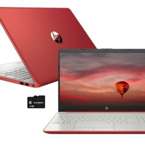 HP 2021 Pavilion 15.6" HD Laptop Computer, Intel Pentium Processor, 8GB RAM, 128GB SSD, HD Webcam, USB-C, HDMI, Ethernet RJ-45, Windows 10 S, Red, GOLDOXIS Card