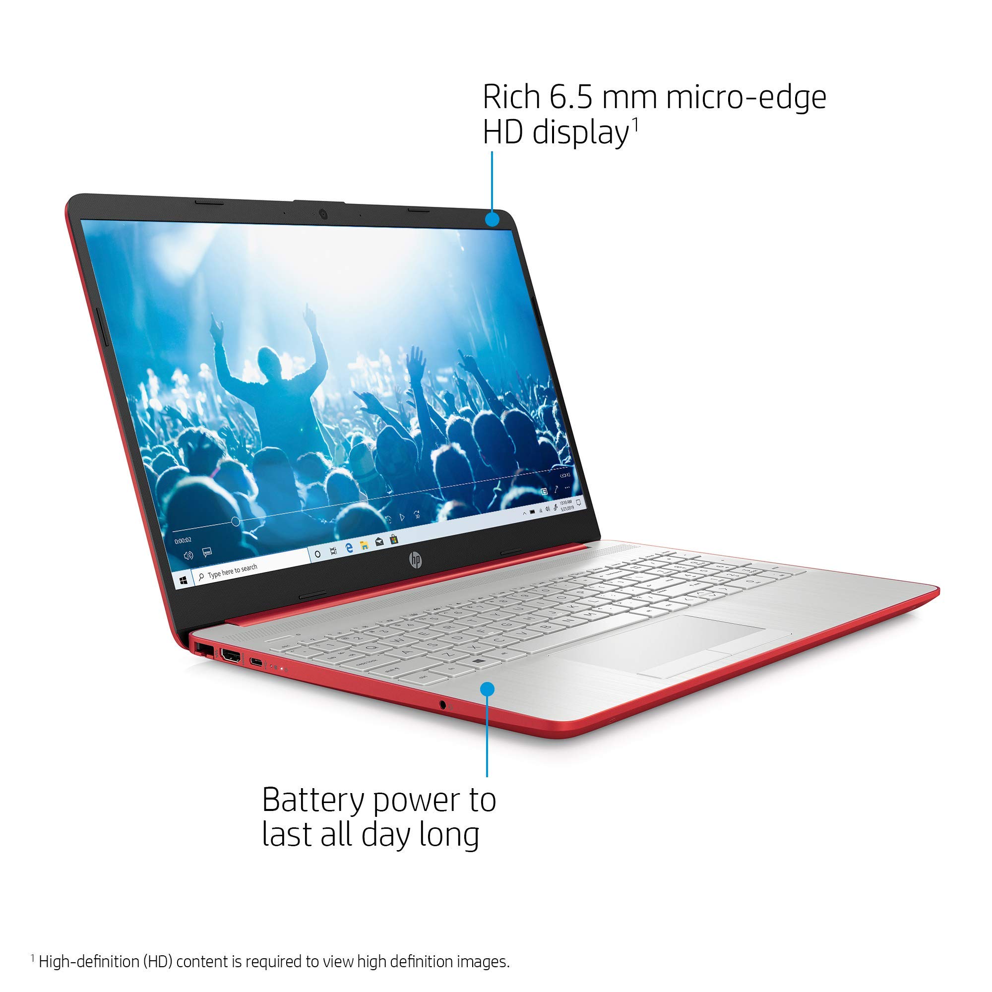 HP 2021 Pavilion 15.6" HD Laptop Computer, Intel Pentium Processor, 8GB RAM, 128GB SSD, HD Webcam, USB-C, HDMI, Ethernet RJ-45, Windows 10 S, Red, GOLDOXIS Card