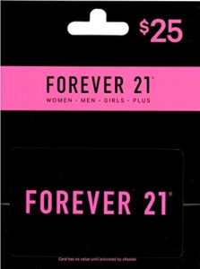 forever 21 gift card $25