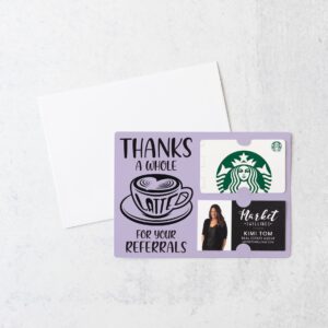 SET of Thanks A Latte Gift Card and Business Card Holder | Greeting Card with Envelope | Client Gift | Promote Business| Referral | M14-M008