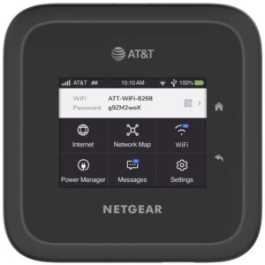 netgear nighthawk m6 pro mobile hotspot 5g mmwave, 8gbps, unlocked, at&t & t-mobile, international roaming, portable wifi device for travel, 5g modem wireless router (mr6500) (renewed)