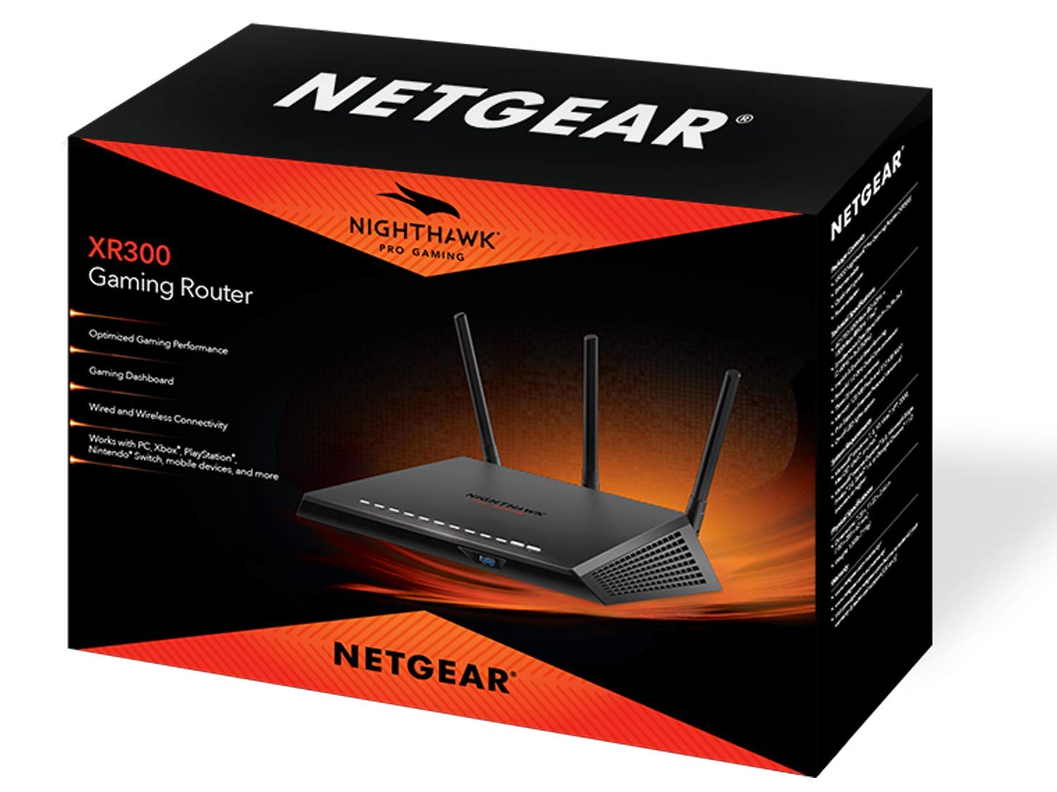 NETGEAR Nighthawk Pro Gaming XR300 WiFi Router with 4 Ethernet Ports and Wireless speeds up to 1.75 Gbps, AC1750, Optimized for Low ping (XR300)