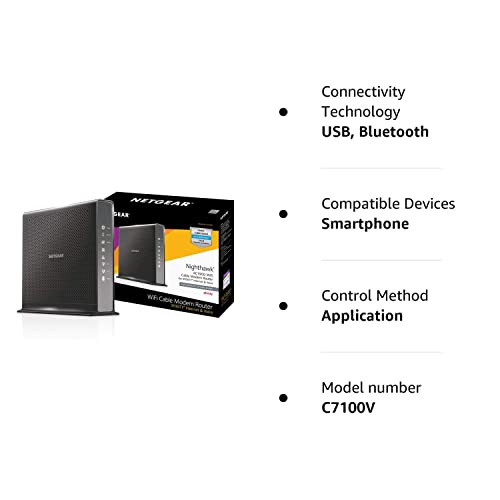 NETGEAR Nighthawk AC1900 (24x8) DOCSIS 3.0 WiFi Cable Modem Router Combo For XFINITY Internet & Voice (C7100V) Ideal for Xfinity Internet and Voice services (Renewed)