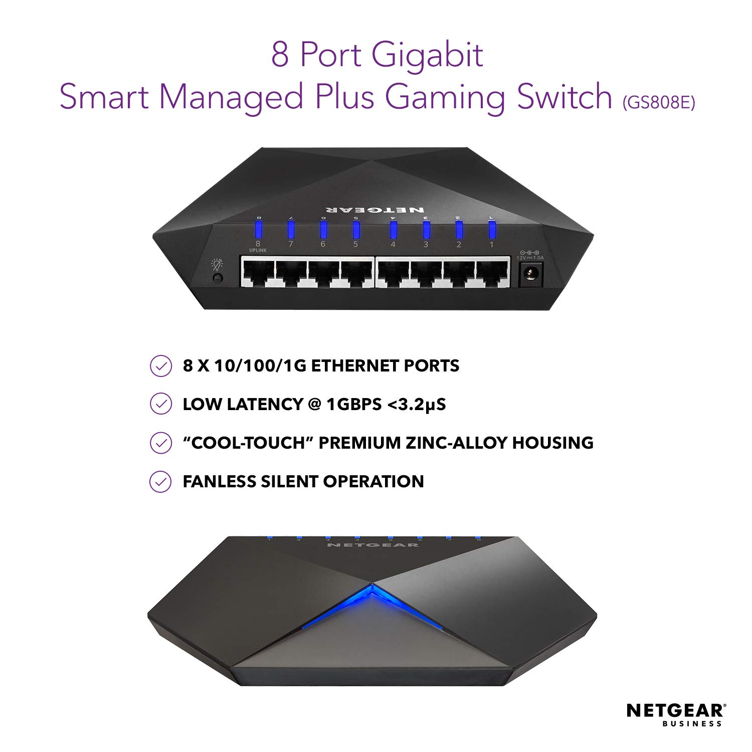 NETGEAR Nighthawk S8000 Gaming & Streaming Advanced 8-Port Gigabit Ethernet Switch (GS808E)