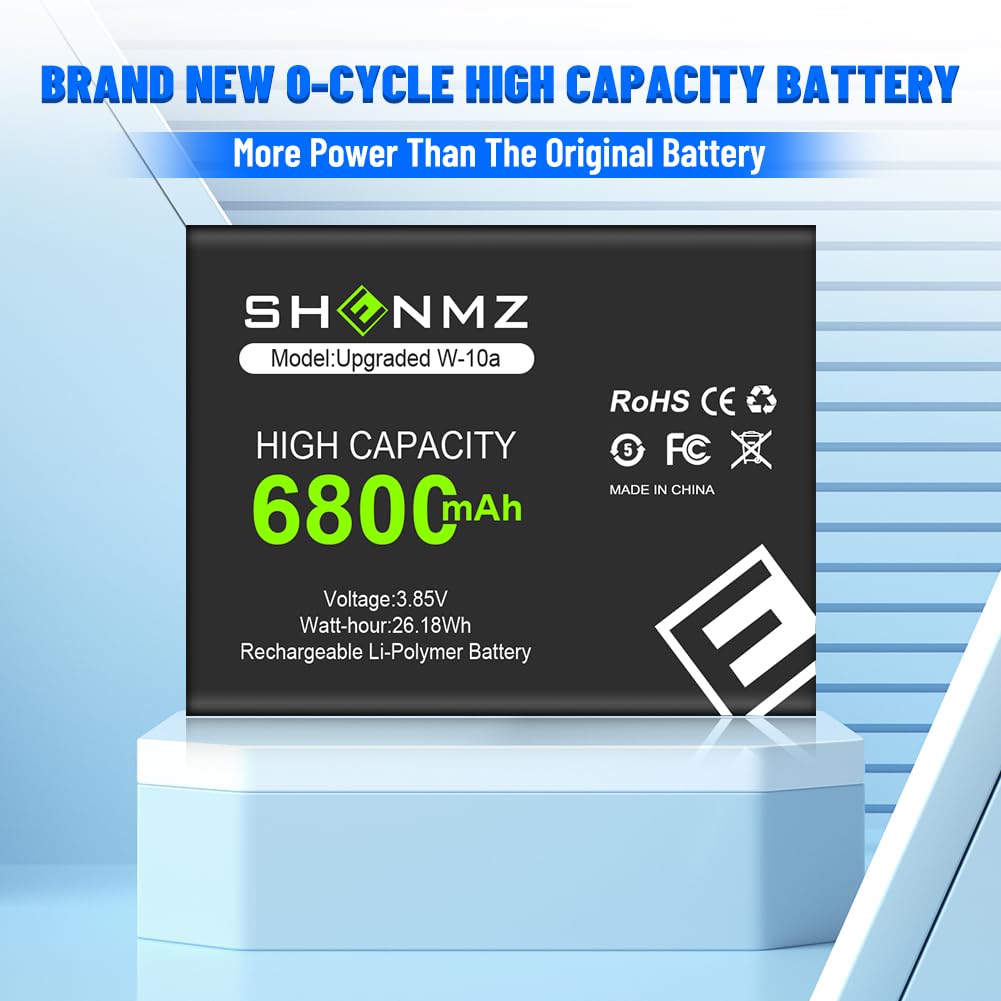 SHENMZ W-10a Battery, Upgraded [6800mAh] New 0 Cycle Ultra Higher Capacity Replacement Battery for Netgear MR1100 AT&T Nighthawk M1 LTE Mobile Hotspot Route (W-10 = W-10a) Model No: W-10a W-10