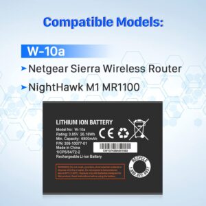 SHENMZ W-10a Battery, [6800mAh] Ultra High Capacity Replacement Battery for Netgear MR1100 AT&T Nighthawk M1 LTE Mobile Hotspot Router Netgear W-10 W-10A