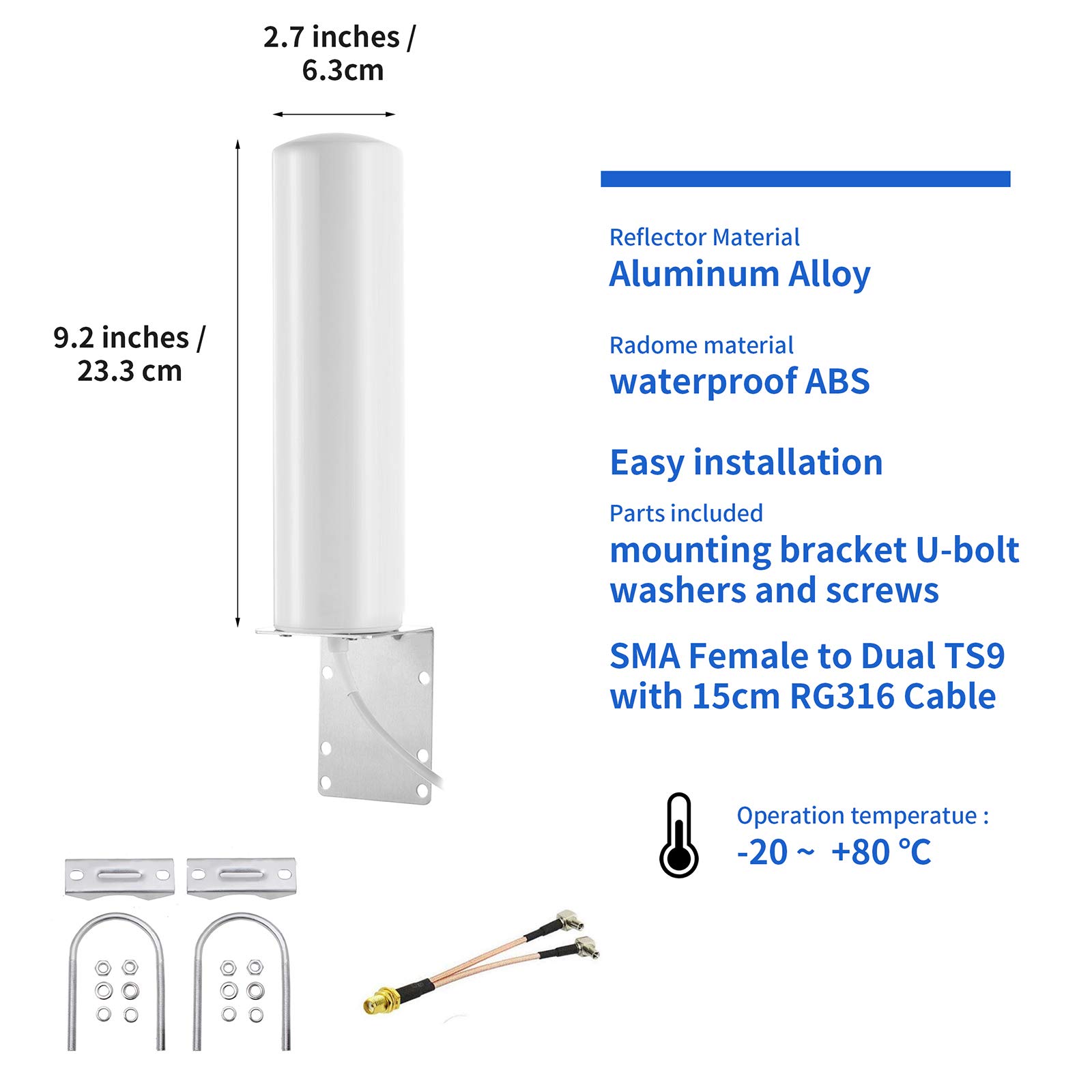 High Gain 10-12dBi External SMA Male/Dual TS9 3G 4G LTE Bracket Mount Long Range Antenna for Netgear Nighthawk M1 MR1100 Verizon Jetpack 8800L Mobile Hotpots Router MiFi Mobile Hotspot 4G LTE Router