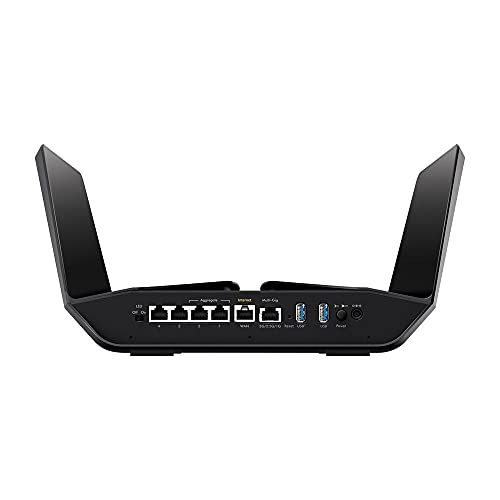 Netgear Nighthawk RAX120 IEEE 802.11ax Ethernet Wireless Router - 2.40 GHz ISM Band - 5 GHz UNII Band - 8 x Antenna(8 x Internal) - 768 MB/s Wireless Speed - 5 x Network Port - 1 x Broadband Port - US