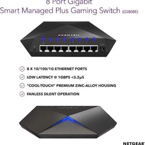 NETGEAR Nighthawk S8000 Gaming & Streaming Advanced 8-Port Gigabit Ethernet Switch (GS808E) Renewed