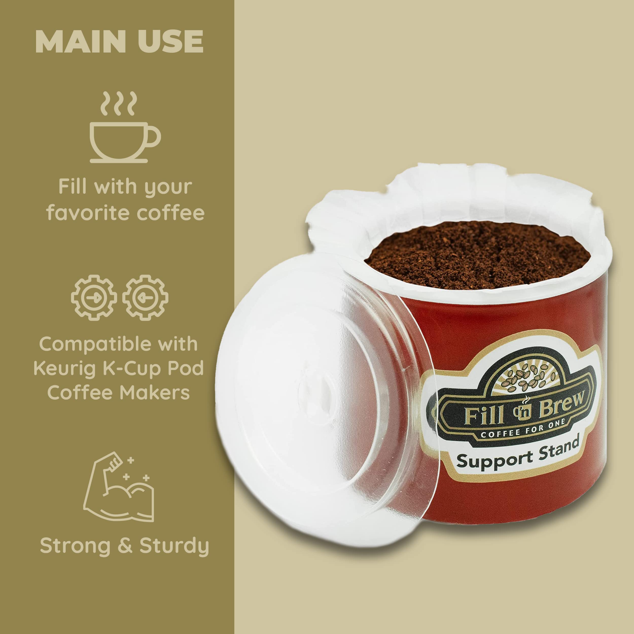 Fill 'n Brew Individual Disposable Coffee Pod Cups, Use with K-Cup Coffee Makers, 24-Count Fillable Cups, Filters & Lids