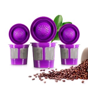 K&J Reusable Filter Cups Compatible with Keurig 1.0 K-Cups - Includes Freedom Clip for Compatibility With Keurig 2.0 Machines (4-Pack, Purple)