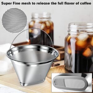 Stainless Steel Reusable Coffee Filter Compatible with Ninja Coffee Maker, 4 Cone Coffee Filters Coffee Basket, Permanent Coffee filters fit for Ninja CFP201 CFP300