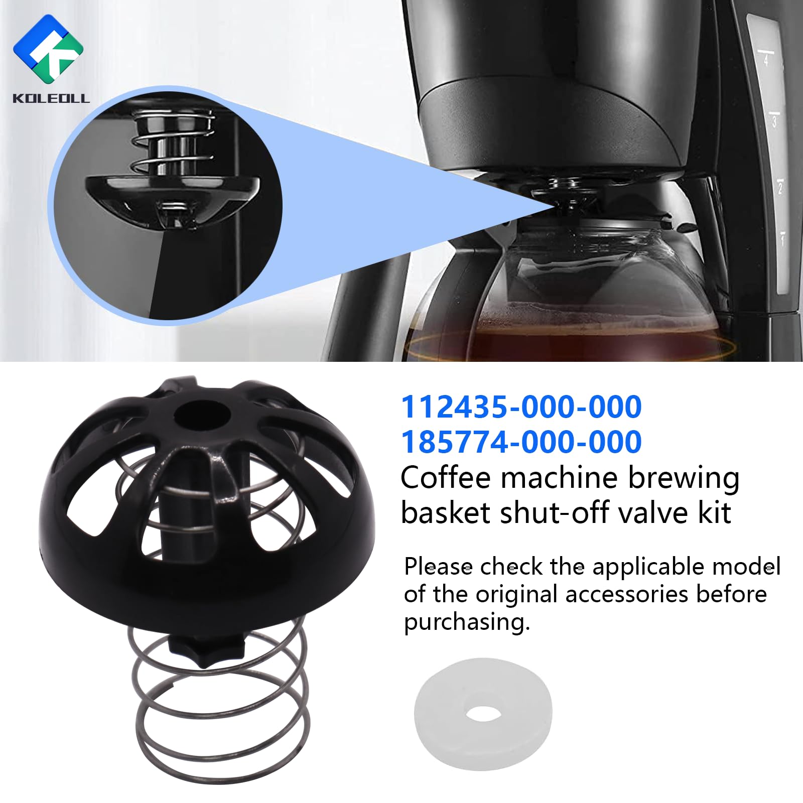 KOLEOLL 2 Pack Coffee Maker Brew Basket Stop Valve Kit 112435-000-000 185774-000-000 Compatible with Hamilton Beach Coffee Makers 990117900 990237500