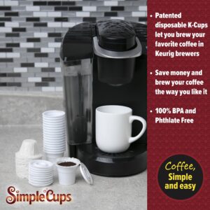 Disposable Cups for Use in Keurig® Brewers - Simple Cups - 25 Cups, Lids, Filters with Easy Close Stand - Use Your Own Coffee