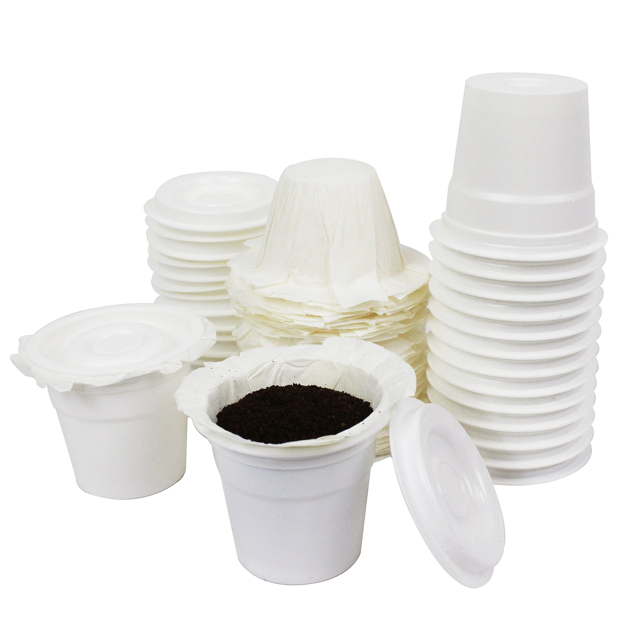 Disposable Cups for Use in Keurig® Brewers - Simple Cups - 25 Cups, Lids, Filters with Easy Close Stand - Use Your Own Coffee