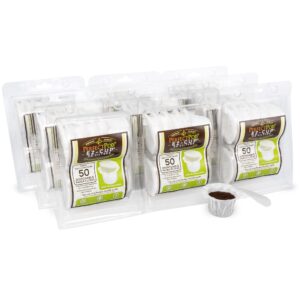 perfect pod ez-cup paper coffee filters with patented lid for single-serve coffee brewers and coffee pods, compatible with keurig, 9-pack (450 filters)
