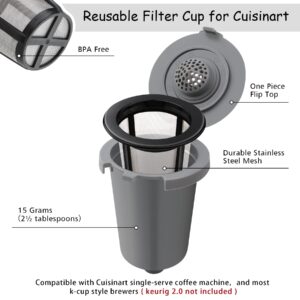 FOTRIC Reusable Filter Cup for Cuisinart, Compatible with Cuisinart #SS-RFC HomeBarista Reusable Filter Cup, Gray (2 Pack)