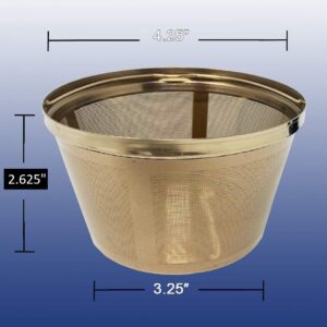 GOLDTONE Stainless Steel Coffee Filter - 8-12 Cup Basket Reusable Metal Filter for Mr. Coffee and Black and Decker Machines - Includes Scoop and Brush