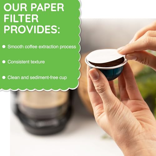 My-Cap Coffee Pod Paper Filters for use with Caps - Reuse Capsules for Vertuo Line Brewers - Coffee Paper Filters (Pack of 100)