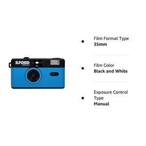 Ilford Sprite 35-II Reusable/Reloadable 35mm Analog Film Camera (Blue and Black)