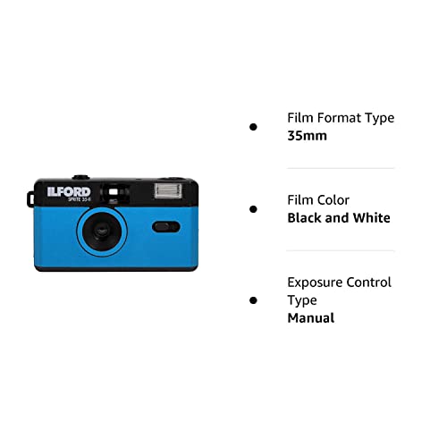 Ilford Sprite 35-II Reusable/Reloadable 35mm Analog Film Camera (Blue and Black)